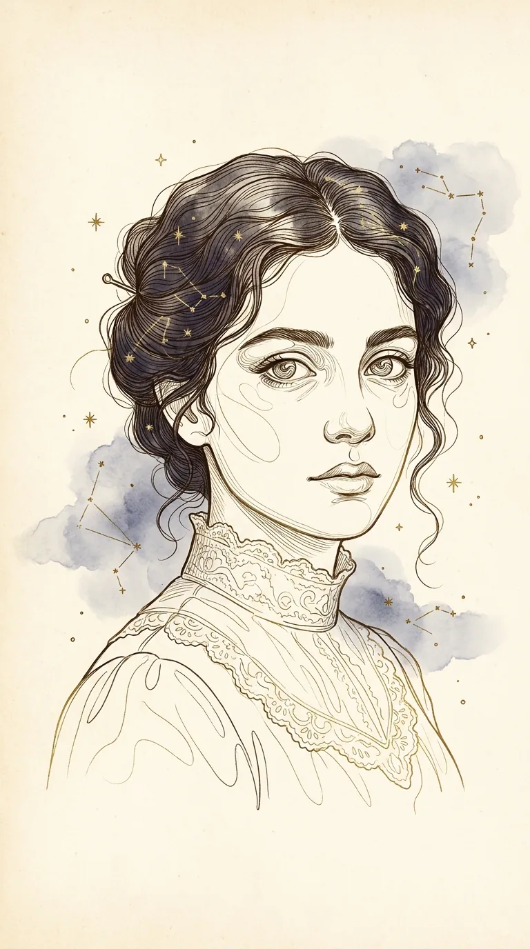 Retrato ilustrado de Capitu, personagem de Dom Casmurro